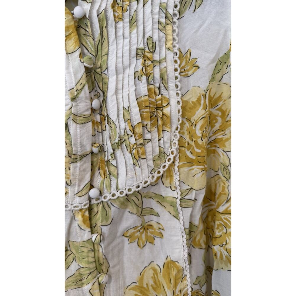 Anthropologie Floral Romantic Ruffle Pintuck Blouse Top Size Medium 3039 - Picture 7 of 14